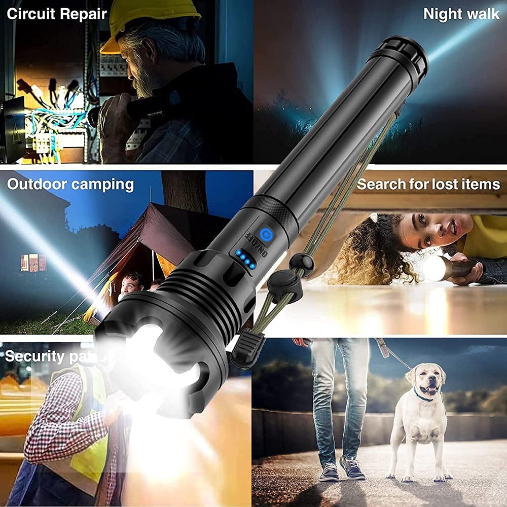 🎁🔋Lampe de poche laser tactique rechargeable à LED haute luminosité 50000-160 000⚡