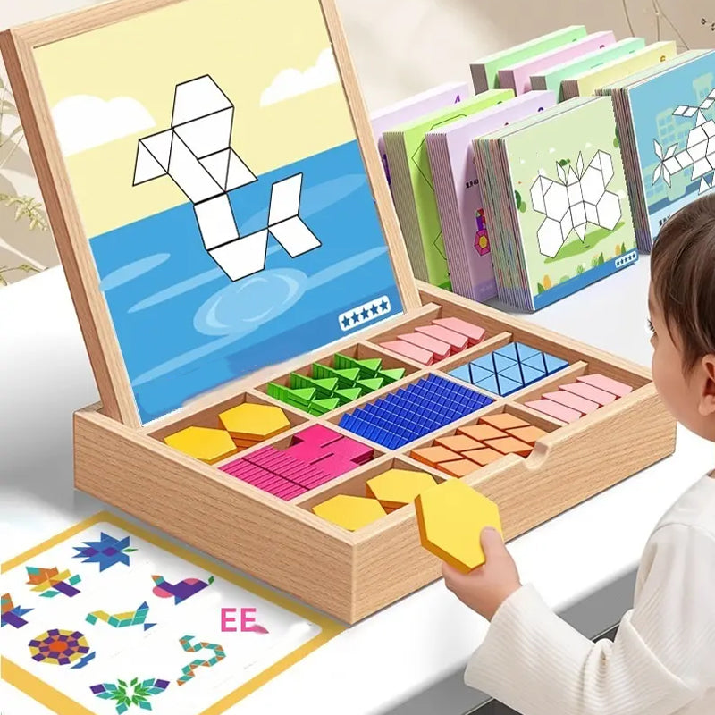 📢📢50% DE RÉDUCTION✨Jeu de puzzle magnétique en bois avec motifs