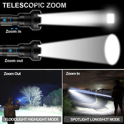 🎁🔋Lampe de poche laser tactique rechargeable à LED haute luminosité 50000-160 000⚡