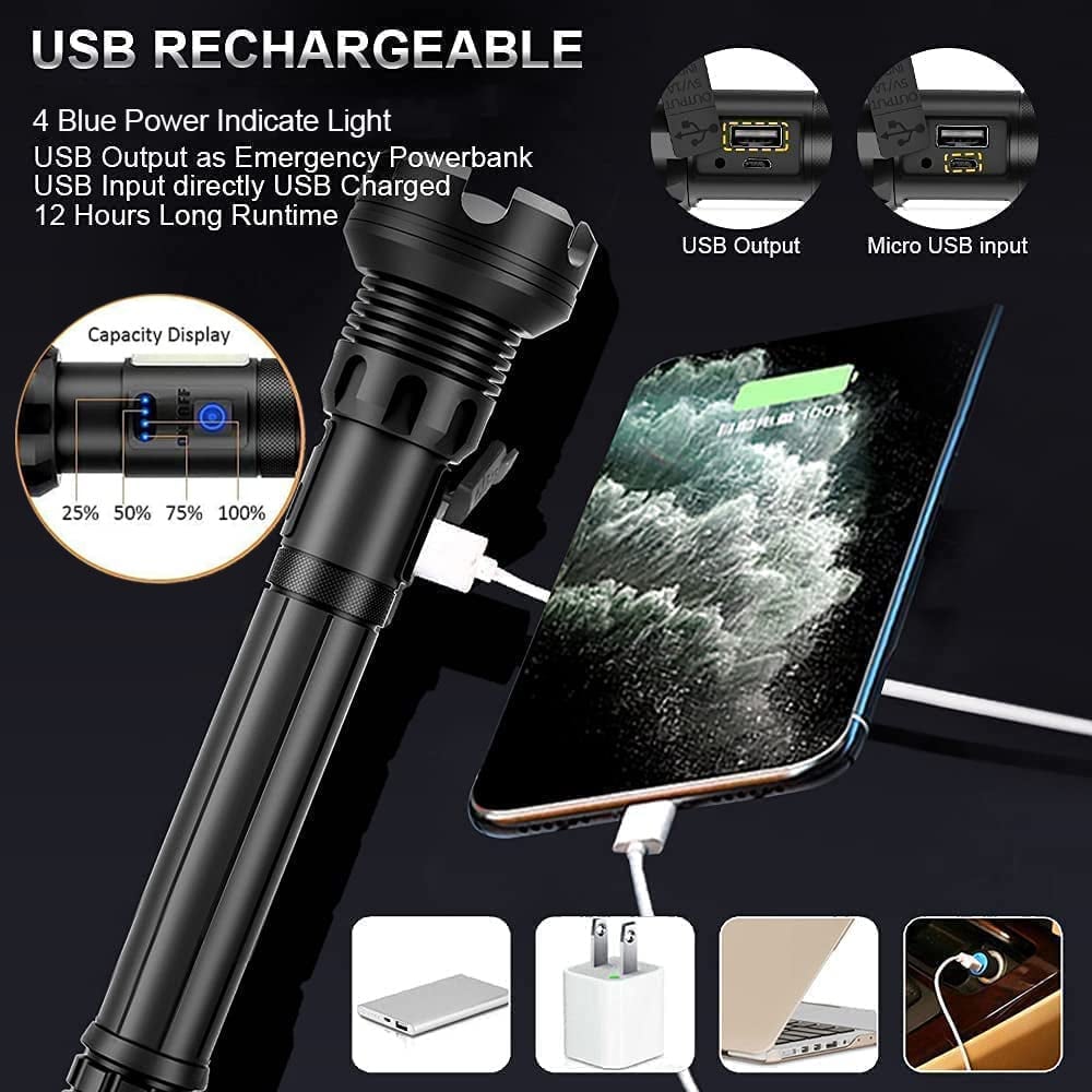 🎁🔋Lampe de poche laser tactique rechargeable à LED haute luminosité 50000-160 000⚡