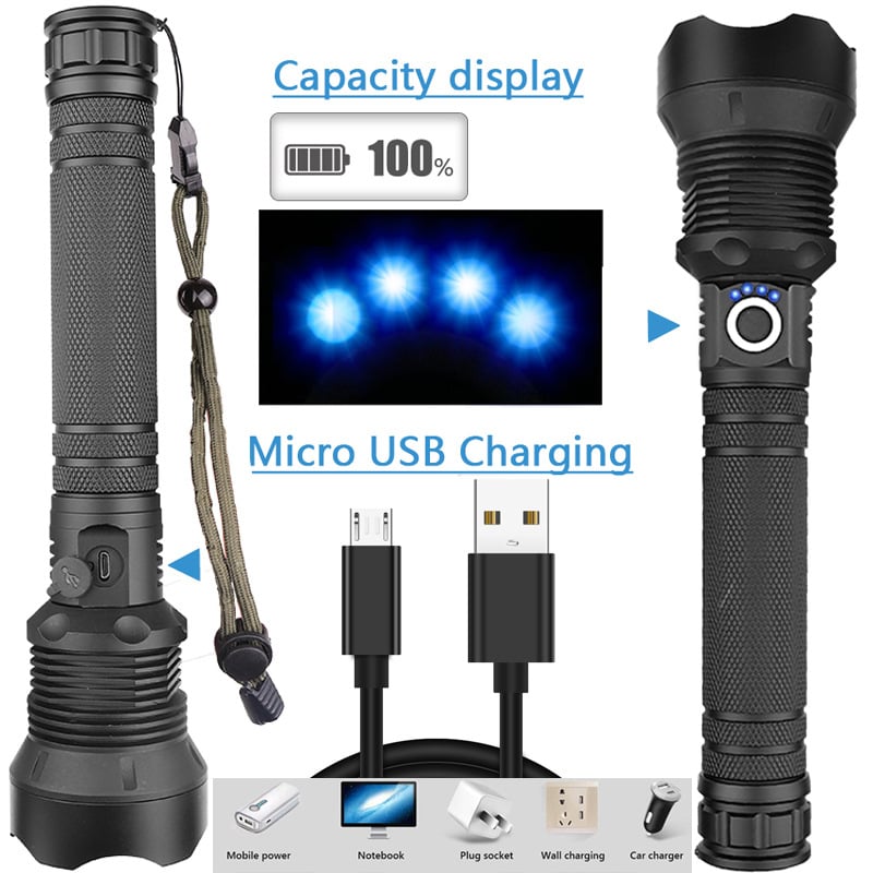 🎁🔋Lampe de poche laser tactique rechargeable à LED haute luminosité 50000-160 000⚡