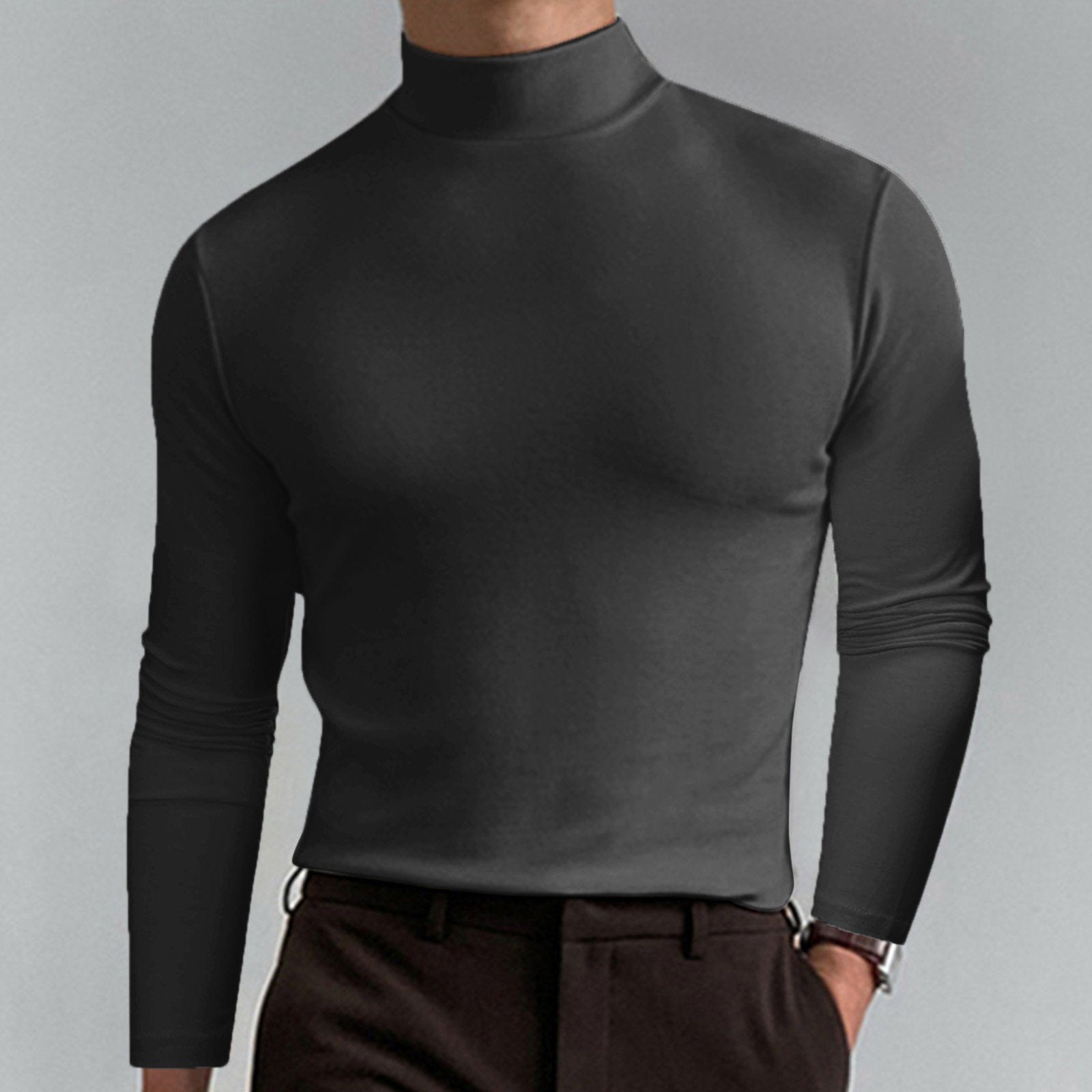 T-shirt à manches longues et col montant pour hommes