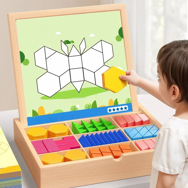 📢📢50% DE RÉDUCTION✨Jeu de puzzle magnétique en bois avec motifs