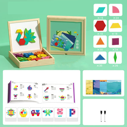 📢📢50% DE RÉDUCTION✨Jeu de puzzle magnétique en bois avec motifs