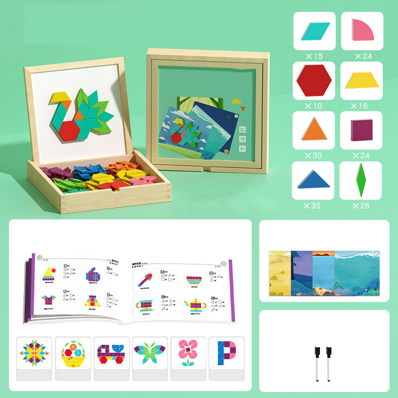 📢📢50% DE RÉDUCTION✨Jeu de puzzle magnétique en bois avec motifs