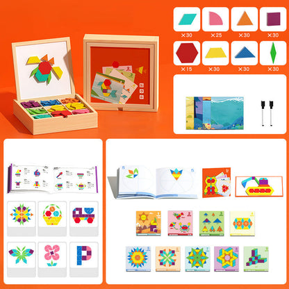 📢📢50% DE RÉDUCTION✨Jeu de puzzle magnétique en bois avec motifs